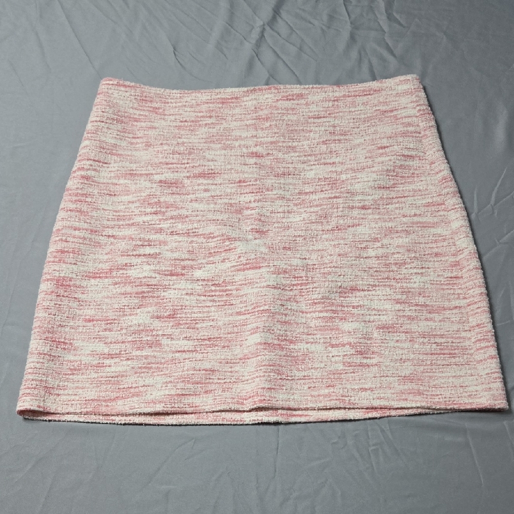 LOFT Sz 14 Womens Pink and Cream Tweed A-Line Mini Skirt